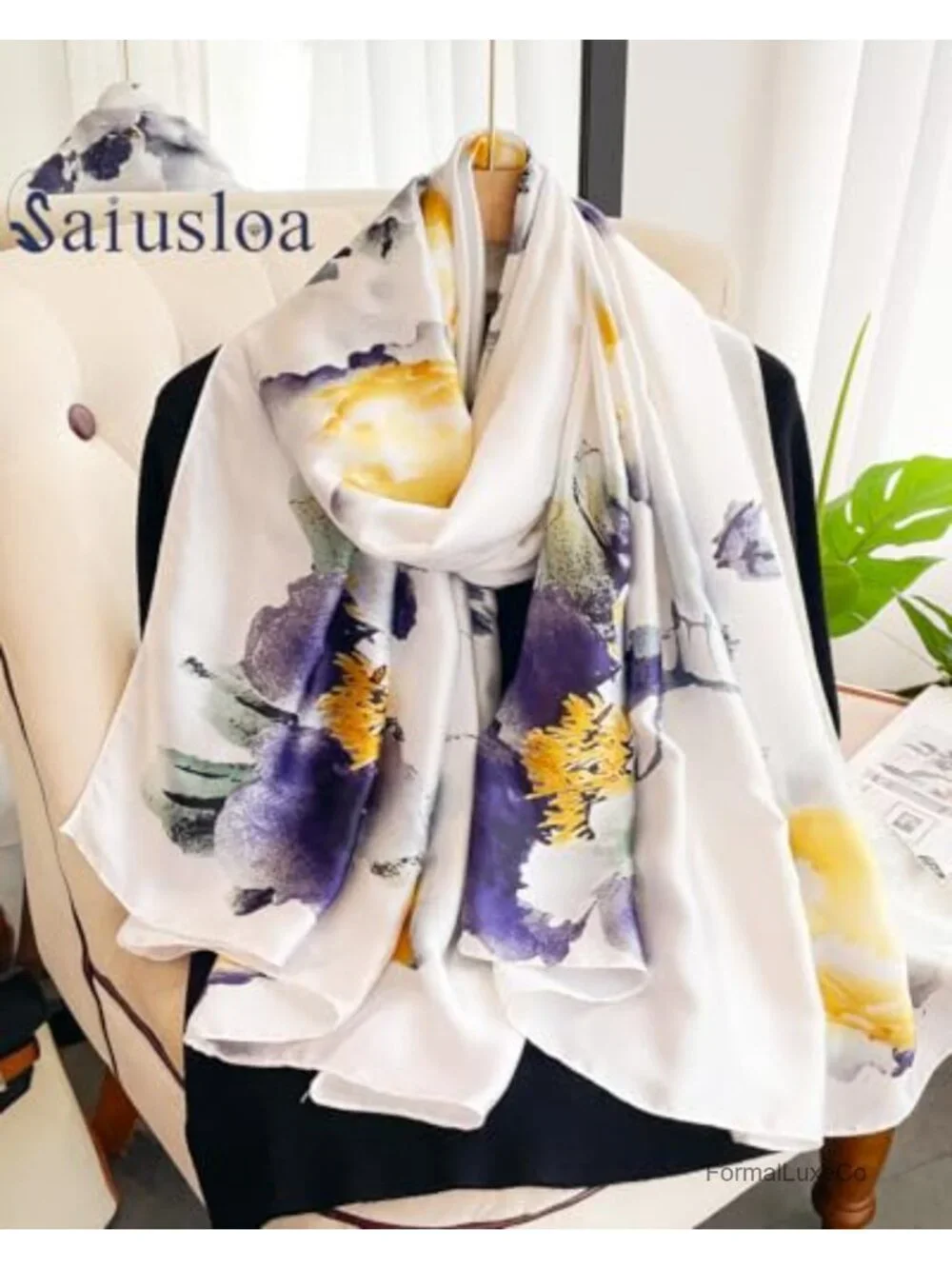 Long Silky Satin Scarf Shawl Wrap Dressy Lightweight for Women